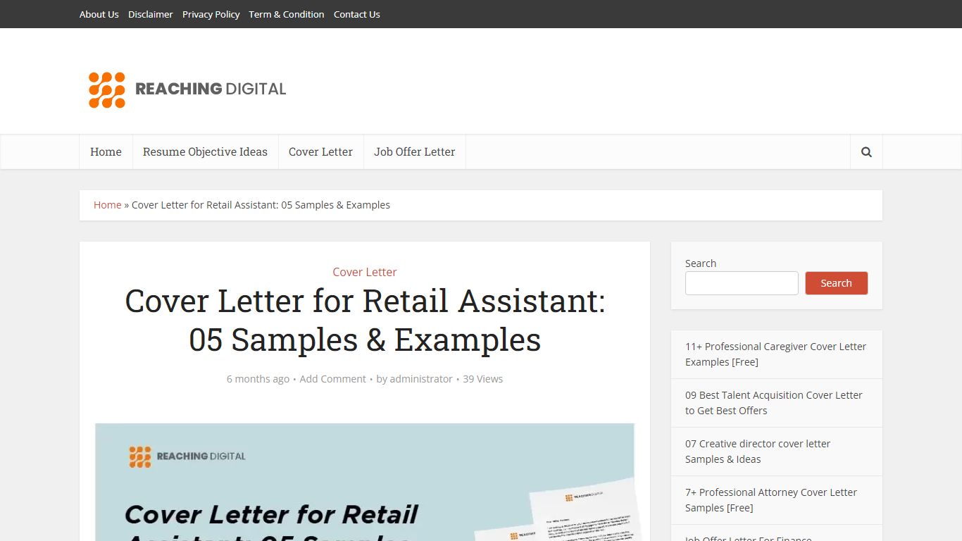 Cover Letter for Retail Assistant: 05 Samples & Examples - Reaching Digital